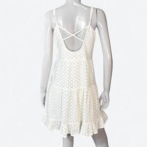 VTG 90s Y2K Delias Tiered Crochet Lace Sundress Womens M Boho Cottage Fairy Mini